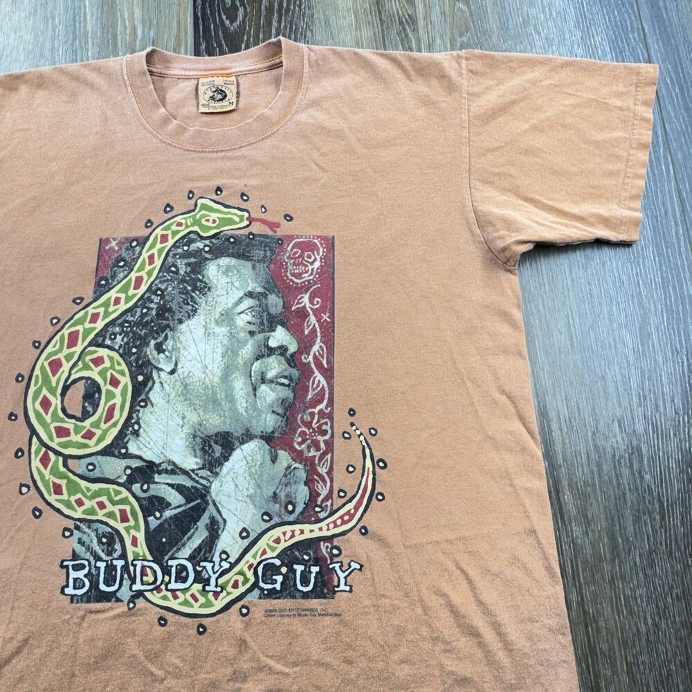 Vintage Buddy Guy Shirt Mens M Orange 2004 Blues Snake Tour Concert Chicago Tee